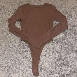 Brown Ribbed Bodysuit